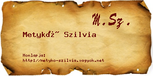 Metykó Szilvia névjegykártya